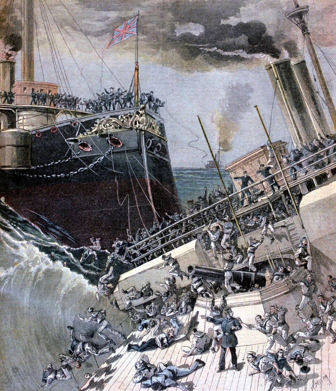 Um acidente a bordo do Victoria, 22 de junho de 1893. de Henri Meyer
