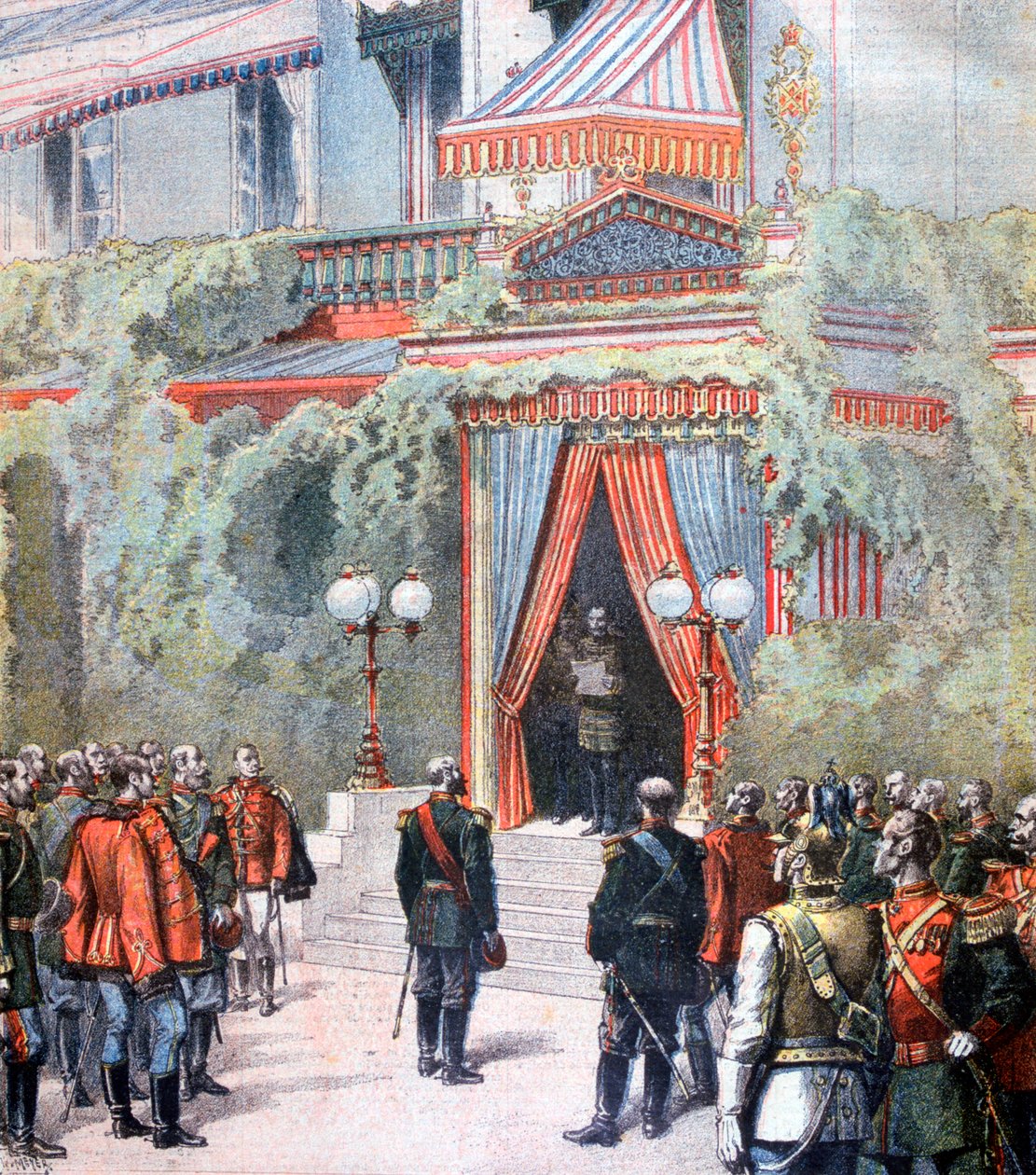 Anúncio sobre a saúde do czar Alexandre da Rússia, Palácio Livadia, São Petersburgo, Rússia, 1894 de Henri Meyer