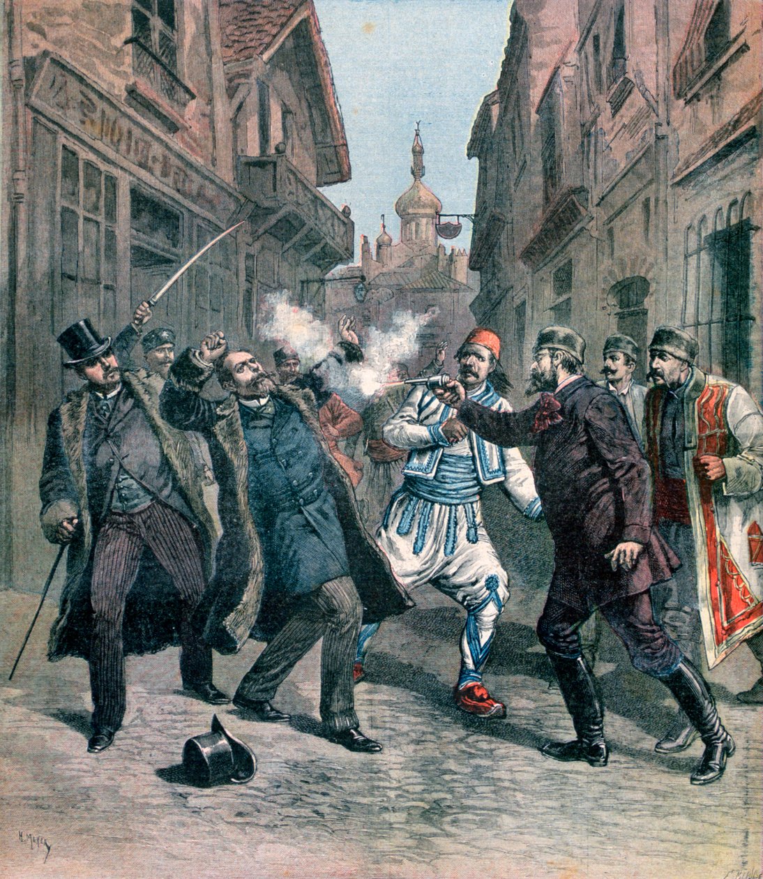 Assassinato de M Beltchef na presença de Stambouloff, Bulgária, 1891 de Henri Meyer