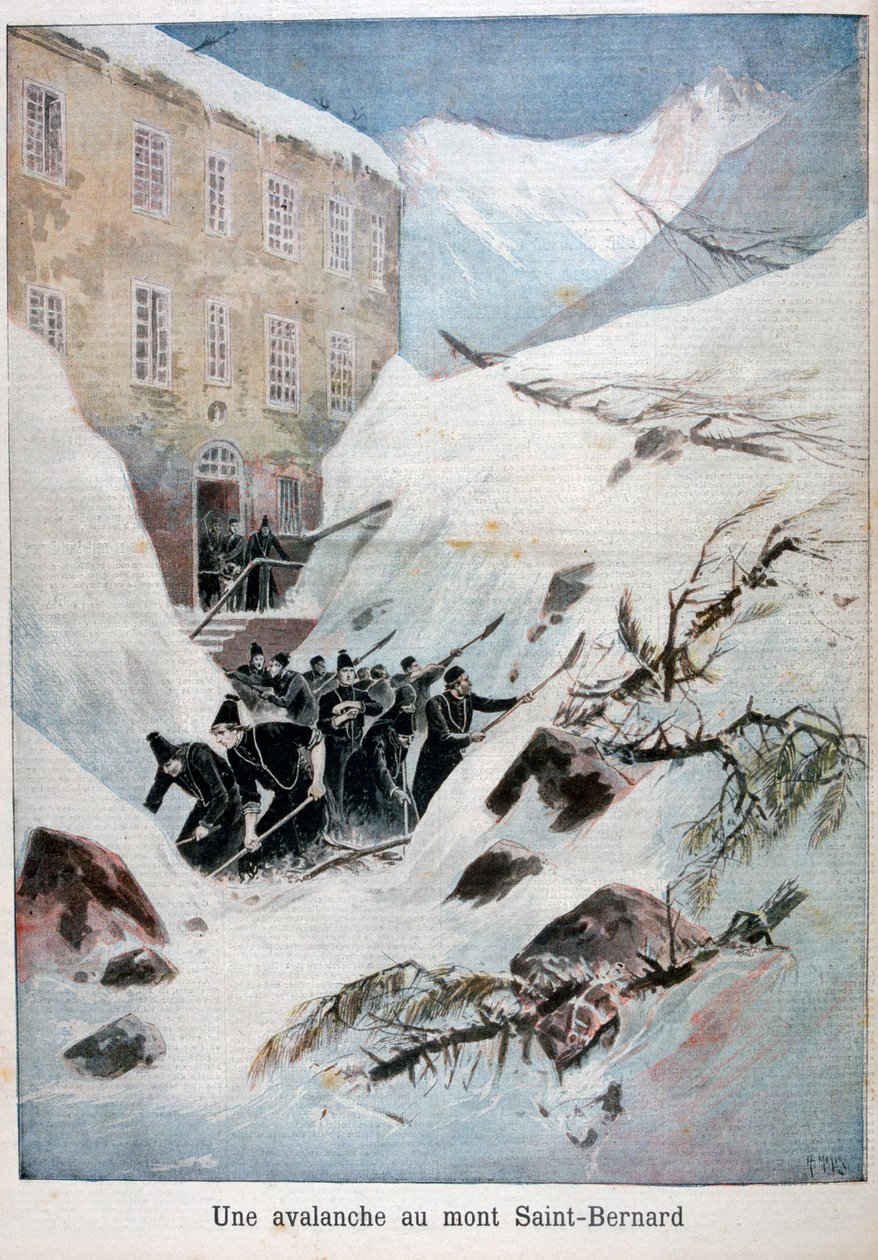 Avalanche em Mont Saint-Bernard, Suíça, 1897 de Henri Meyer