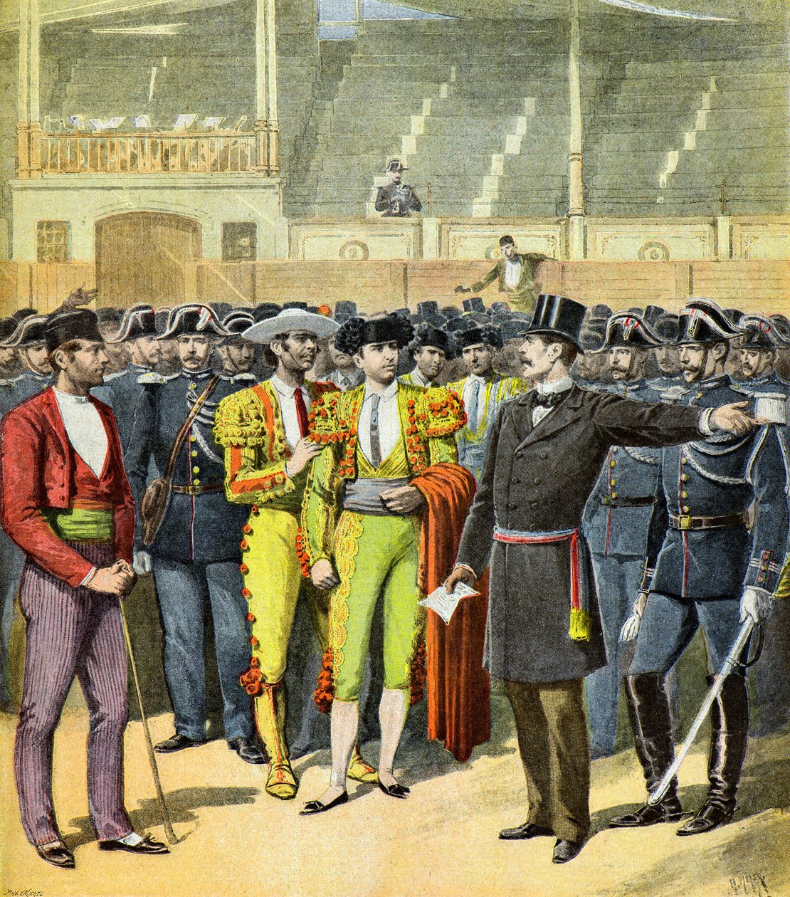 Tourada proibida no sul de França, 1895 (Ilustração) de Henri Meyer