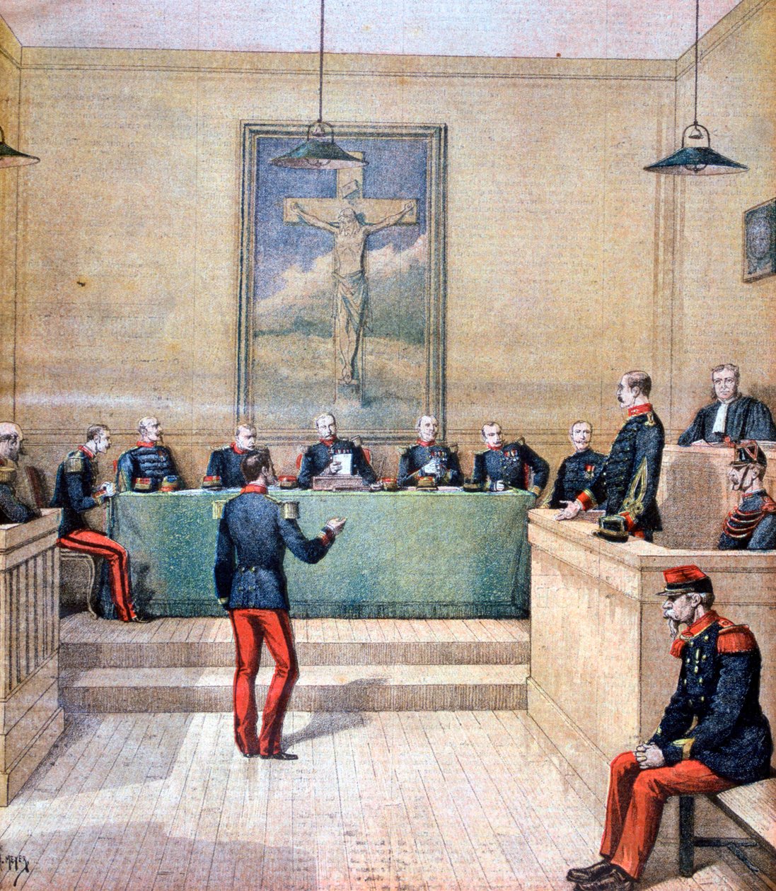 Capitão Dreyfus perante a corte marcial, 1894 de Henri Meyer