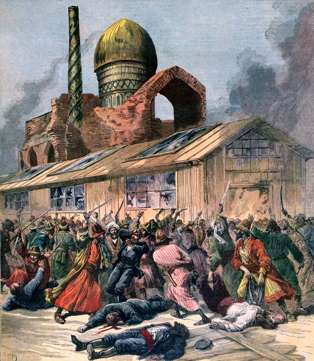 Cólera na Rússia, os problemas em Astracã, 1892 de Henri Meyer