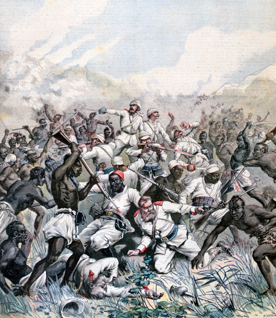Destruição de uma expedição alemã na África, 1891 de Henri Meyer
