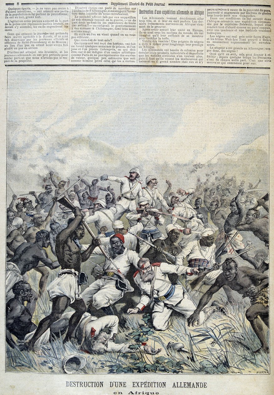 Destruição de uma expedição alemã à África - no "Le Petity Journal" de 10/03/1891 de Henri Meyer