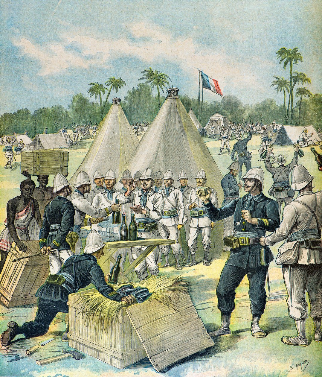 Distribuição de álcool às tropas coloniais no Daomé de Henri Meyer