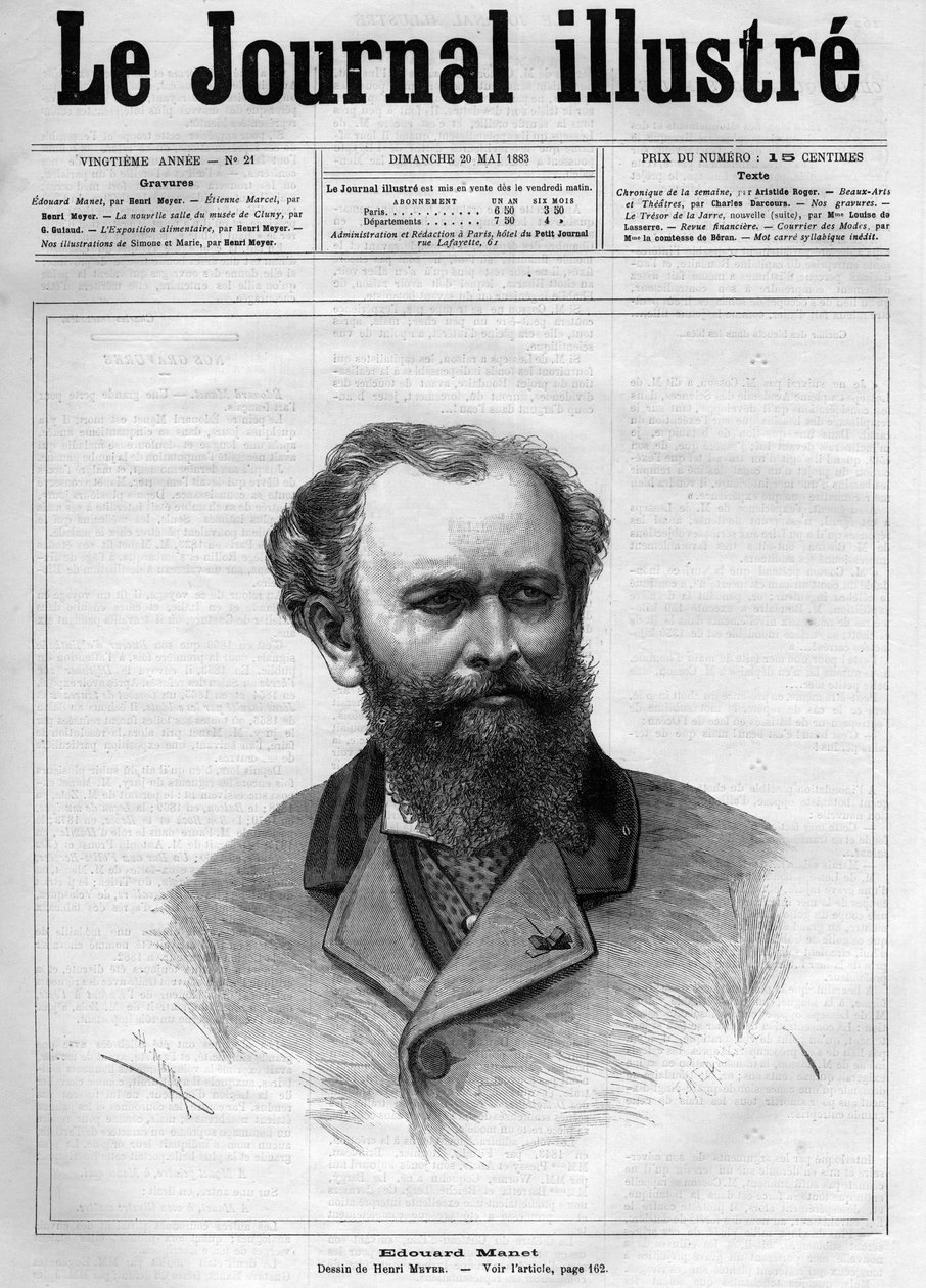 Edouard Manet (1832-1883), pintor francês - Capa do "The Illustrous Journal" de 1883 - Desenho de Henri Meyer (1844-1899) de Henri Meyer