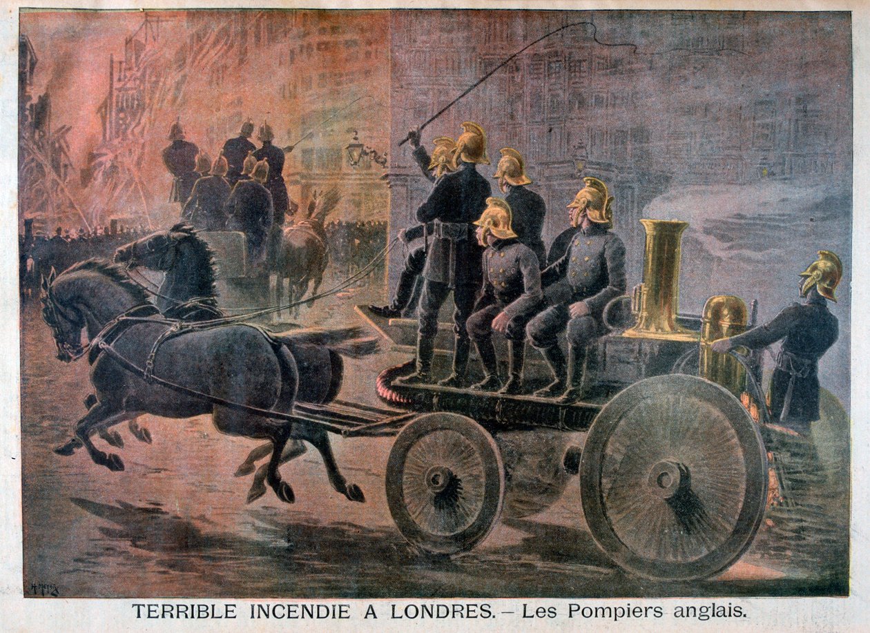 Bombeiros ingleses indo para uma emergência, 1897 de Henri Meyer