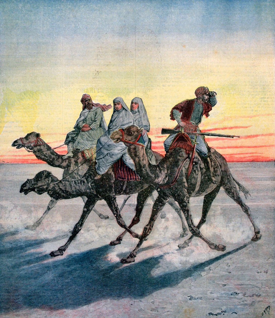 Fuga dos prisioneiros de Mahdi, Cartum, Sudão, 1892 de Henri Meyer