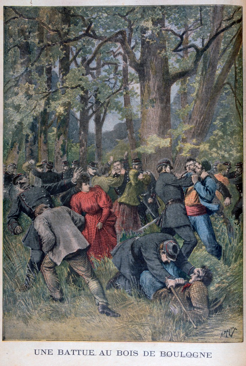 Luta entre gendarmes e civis no Bois de Boulogne, Paris, 1895 de Henri Meyer
