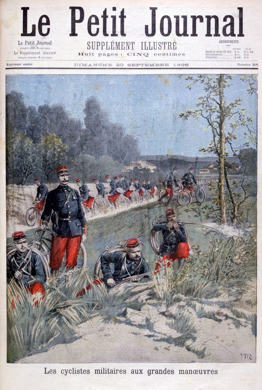 Corpo de bicicleta francês em manobras militares, 1896 de Henri Meyer