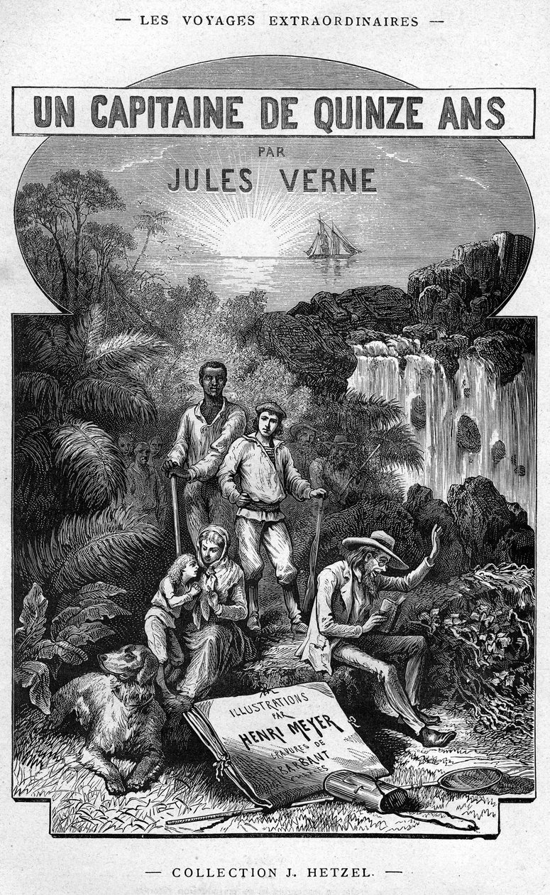 Frontispício do livro de Jules Verne “Um capitão de quinze anos”, edição Hetzel - Extraordinary Voyages 1878 de Henri Meyer