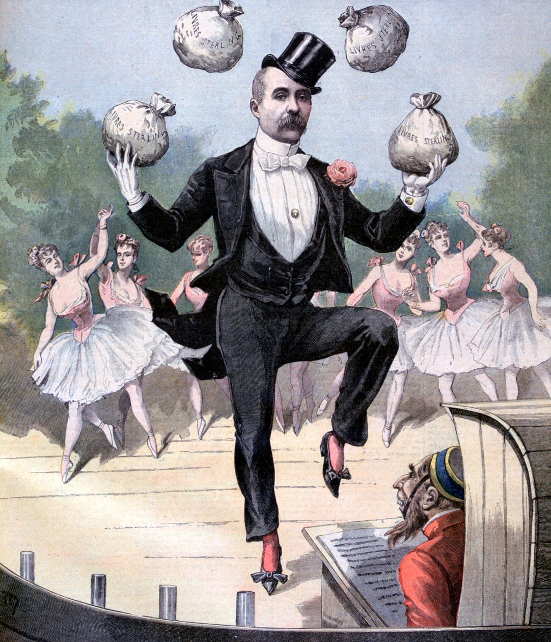 Georges Clemenceau fazendo malabarismos com dinheiro inglês, 1893 de Henri Meyer