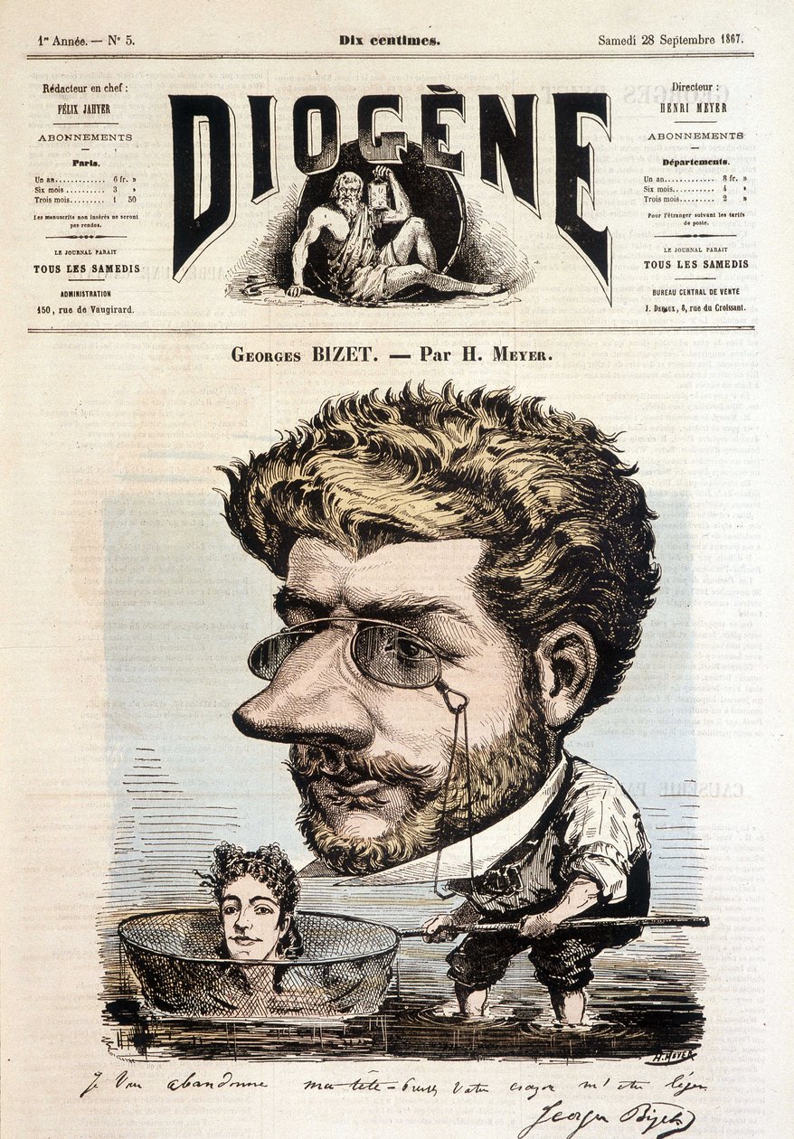 Retrato de Georges Bizet por Meyer - em "Diógenes", 28/09/1867. de Henri Meyer