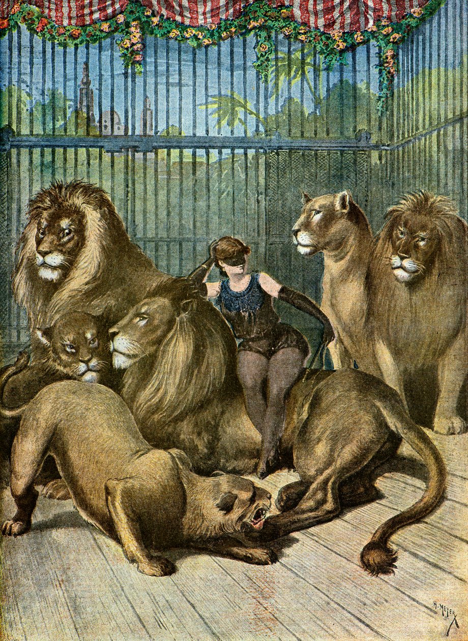 Retrato da Condessa de X*** e dos seus leões,1895 (Ilustração) de Henri Meyer