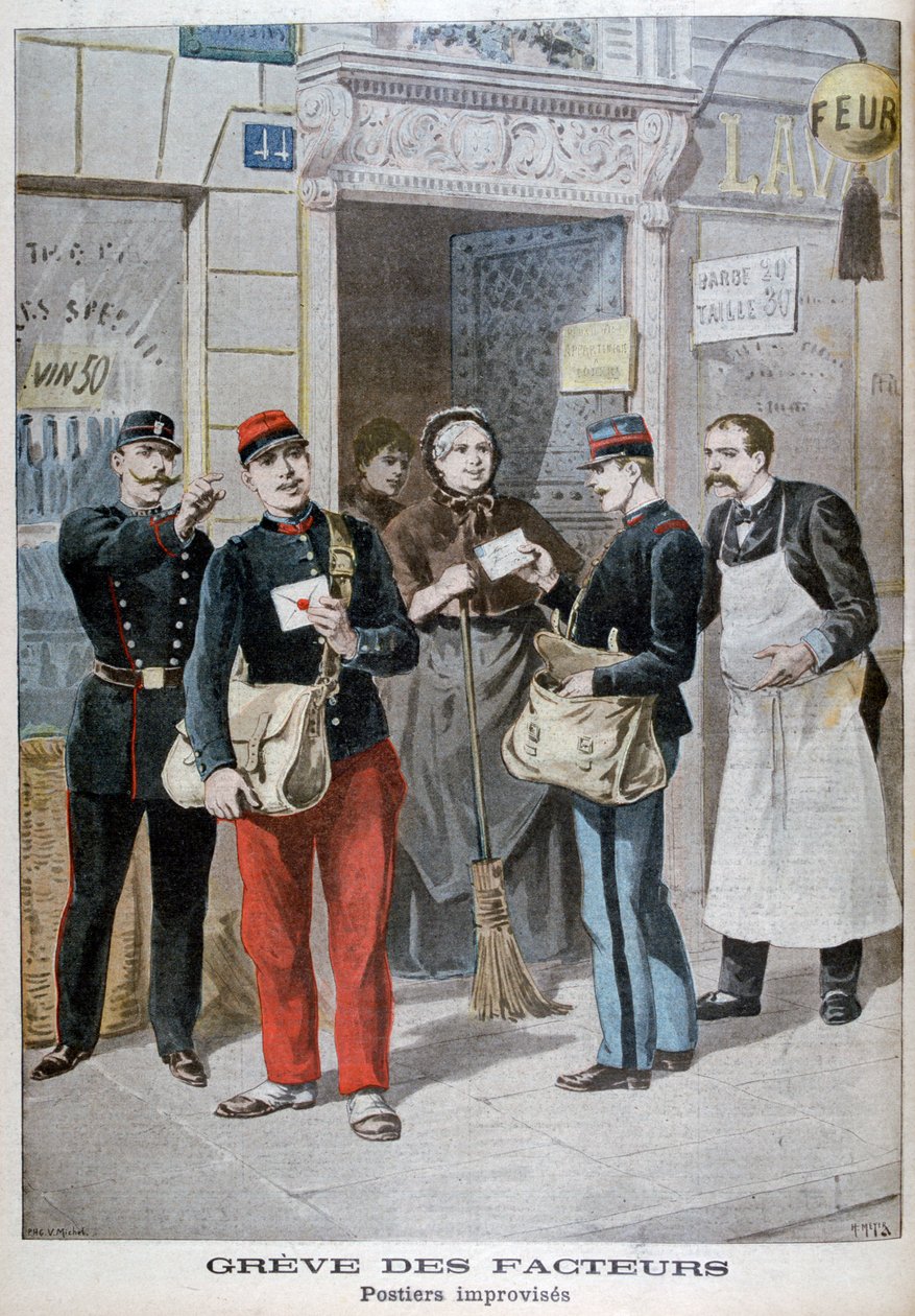 Os funcionários dos correios improvisam, 1899. de Henri Meyer
