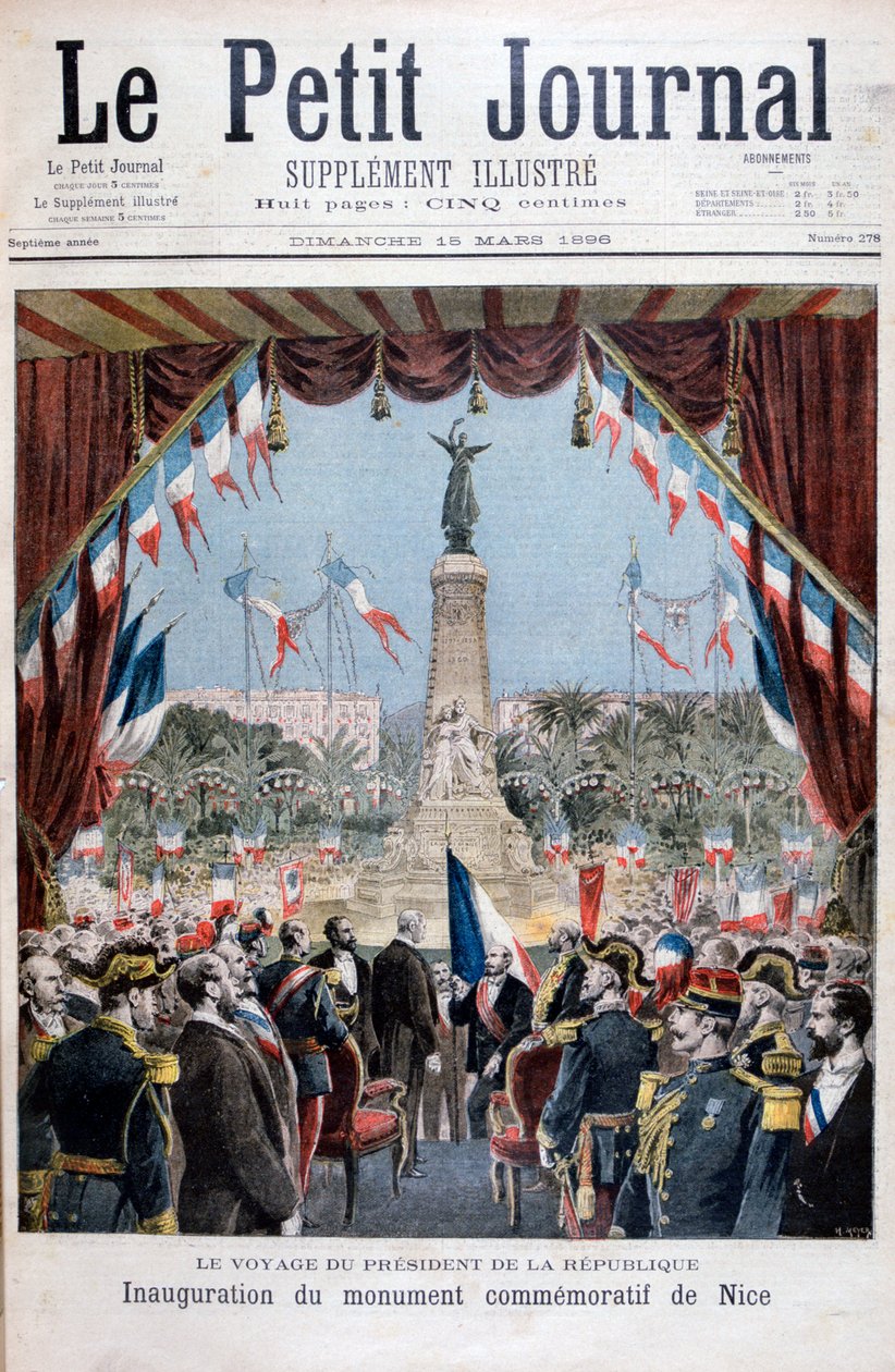 Presidente Faure na cerimônia de inauguração de um monumento em Nice, 1896 de Henri Meyer