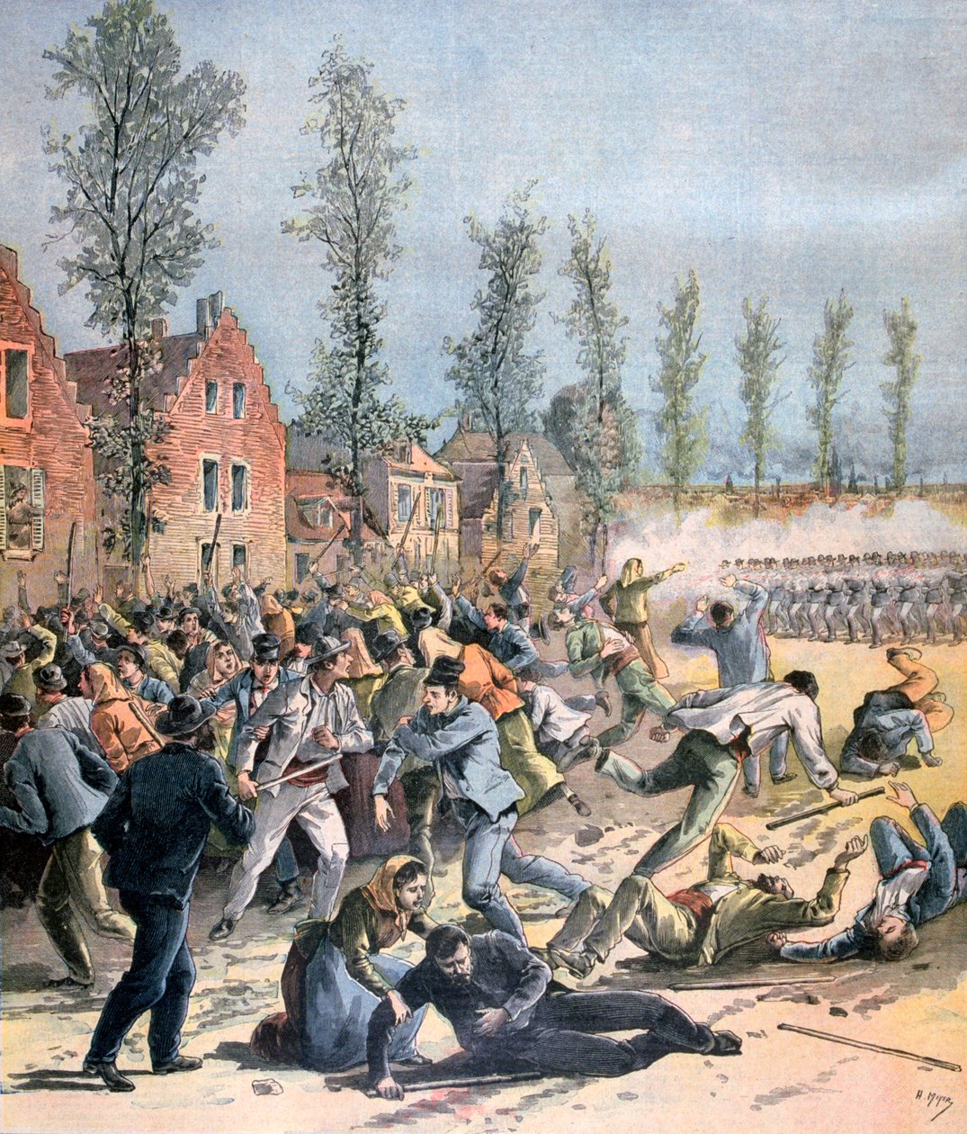 Revolta em Mons, Bélgica, 1893 de Henri Meyer