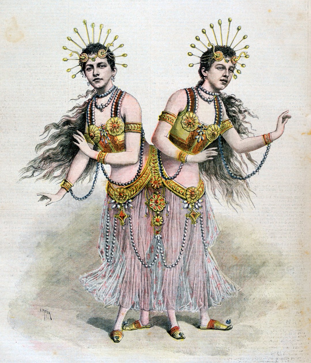 Rosa e Josepha Blazek, gêmeos siameses da Boêmia, 1891 de Henri Meyer
