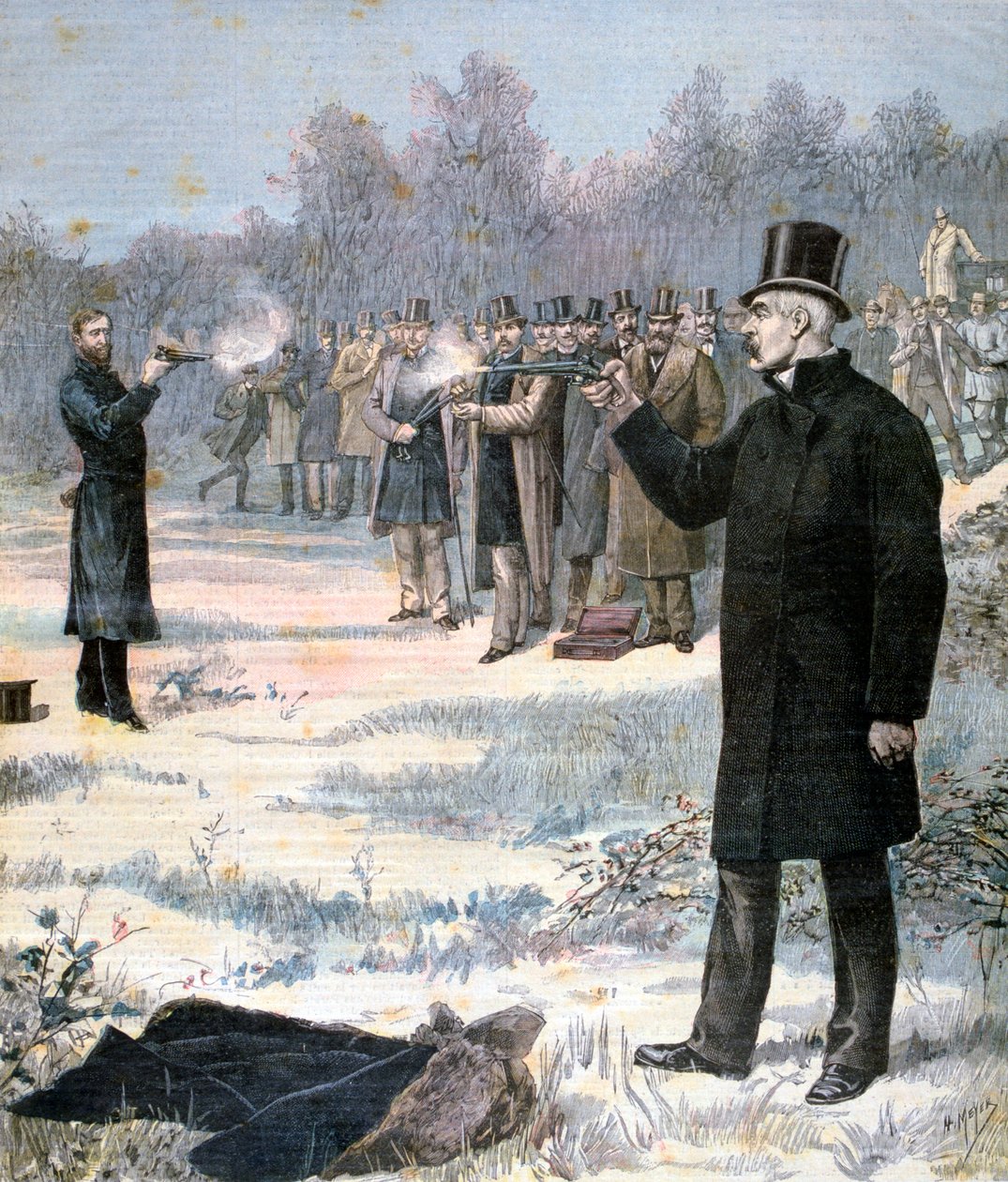 O duelo entre Paul Deroulede e Georges Clemenceau, 1893 de Henri Meyer