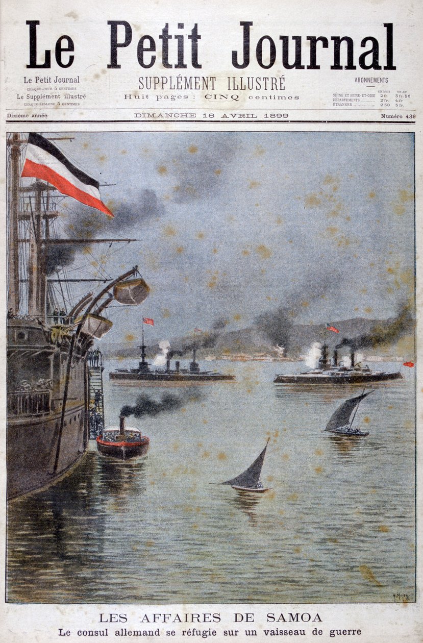 O cônsul alemão busca refúgio em um navio de guerra alemão, 1899 de Henri Meyer