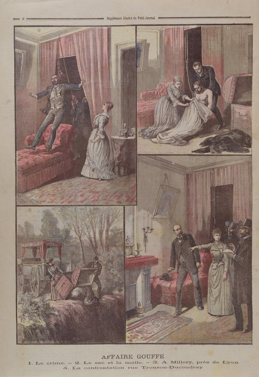 O mistério de Gouffe, ilustrações de &39;Le Petit Journal&39;, 20 de dezembro de 1890 de Henri Meyer