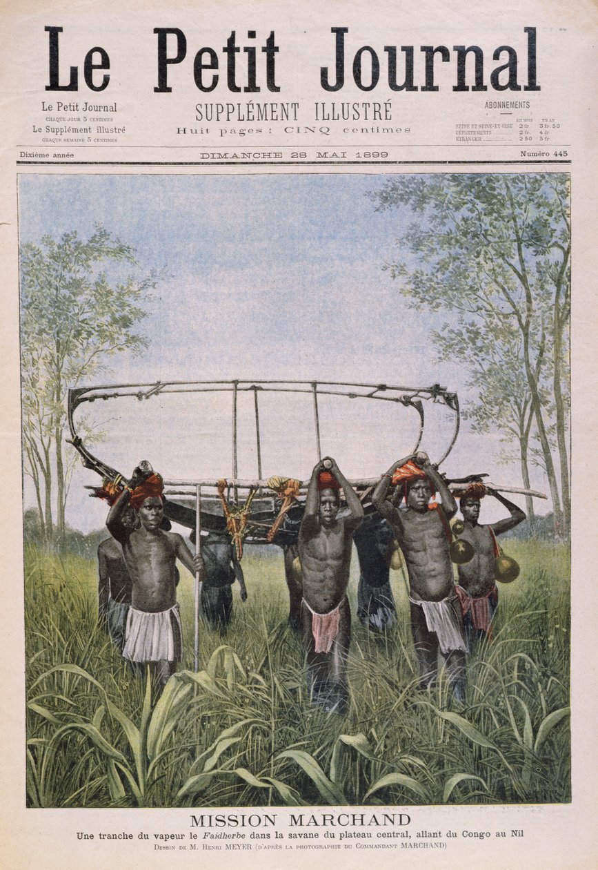 A Marchand Mission viajando do Congo para o Nilo, do Le Petit Journal, em 28 de maio de 1899 de Henri Meyer