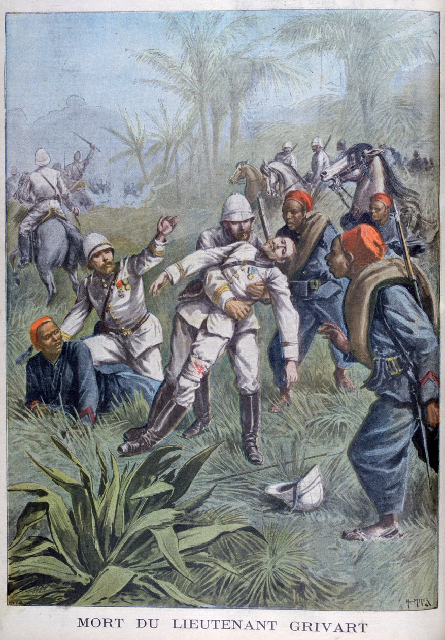 A morte do tenente Grivart, Níger, 1899 de Henri Meyer