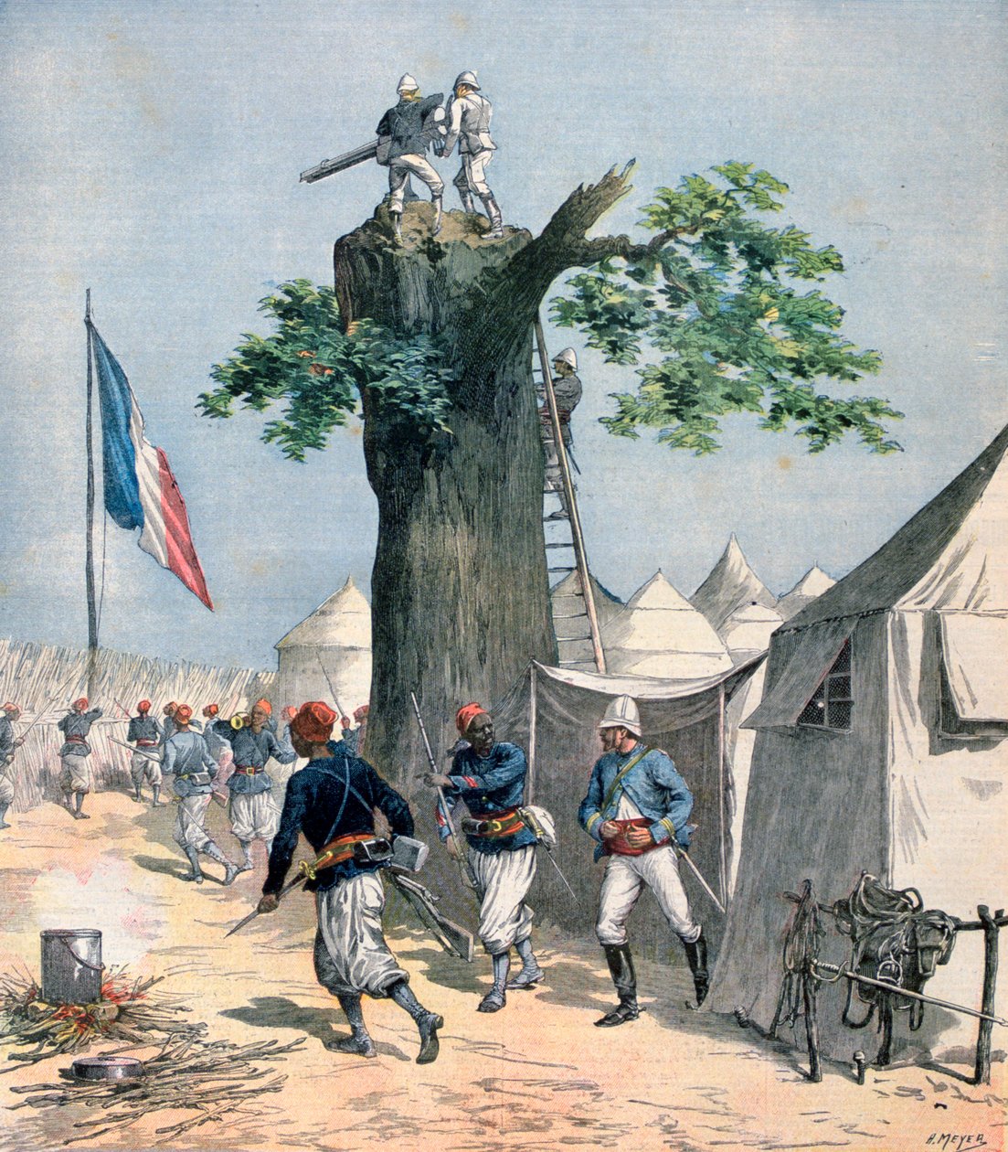 A defesa do Alto Níger, Sudão francês, 1891 de Henri Meyer