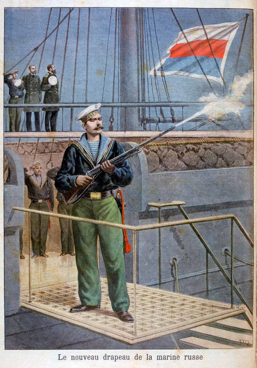 A nova bandeira da marinha russa, 1898 de Henri Meyer