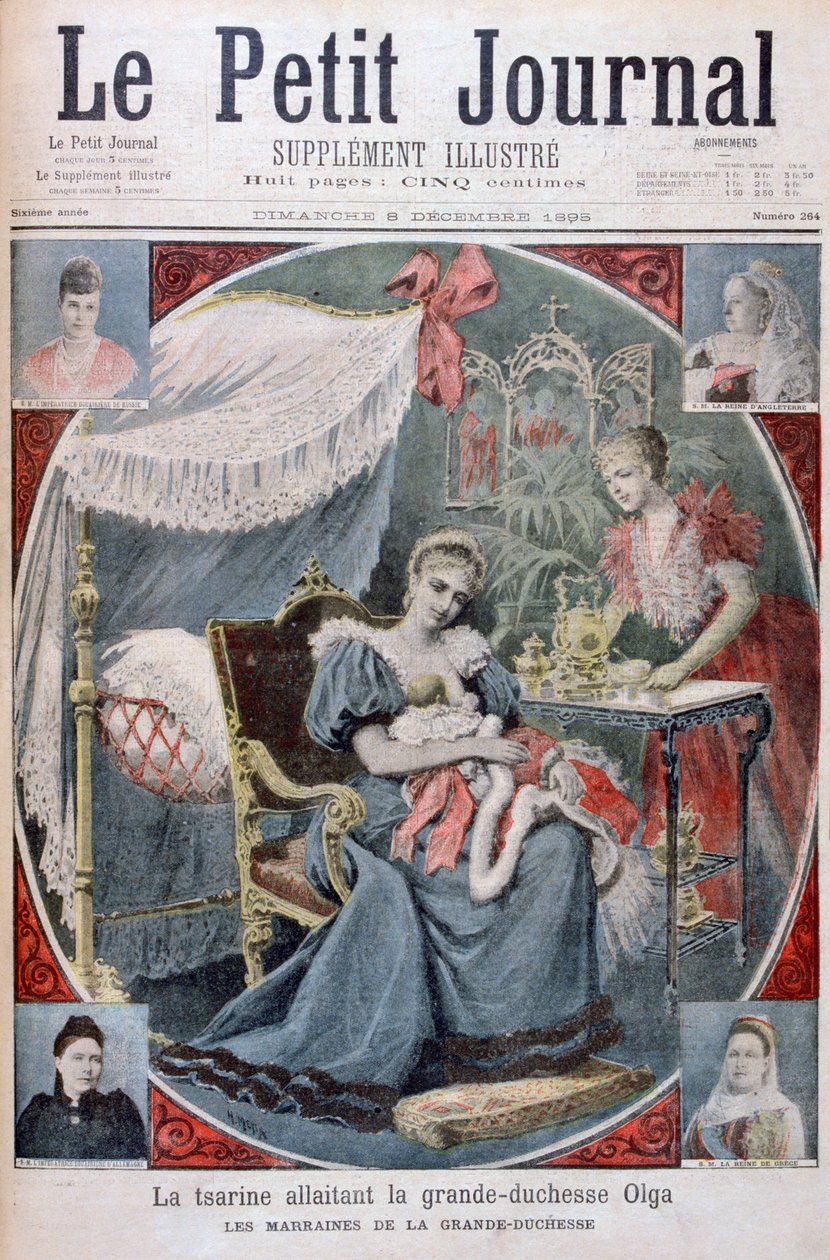 A czarina amamentando a Grã-duquesa Olga da Rússia, 1895 de Henri Meyer