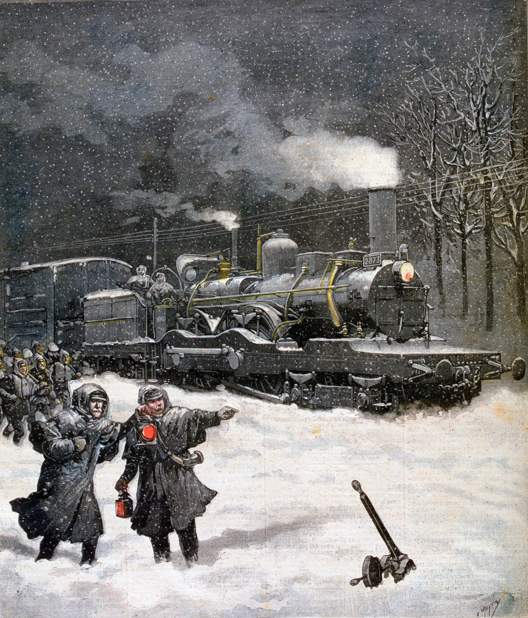 Trem bloqueado pela neve, França, 1892 de Henri Meyer