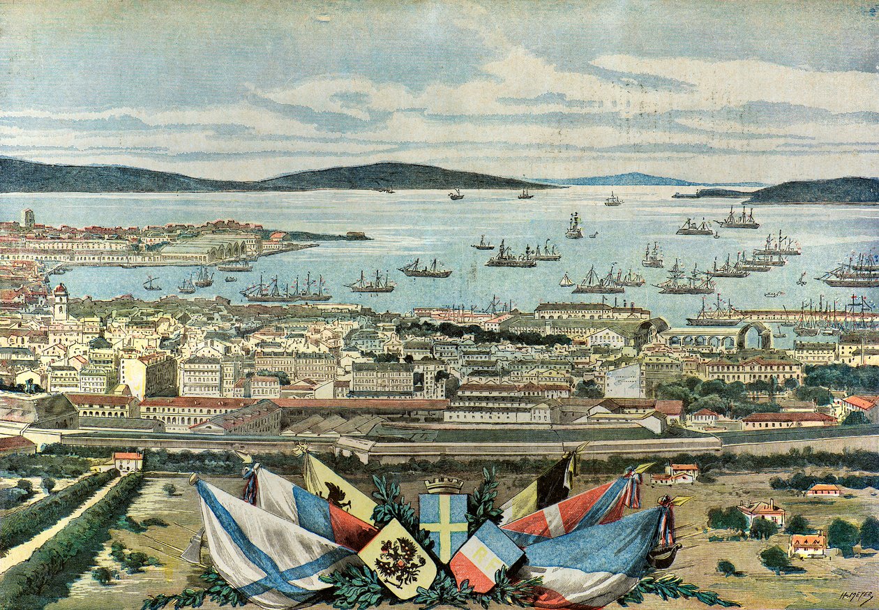 Vista do porto de Toulon de Henri Meyer