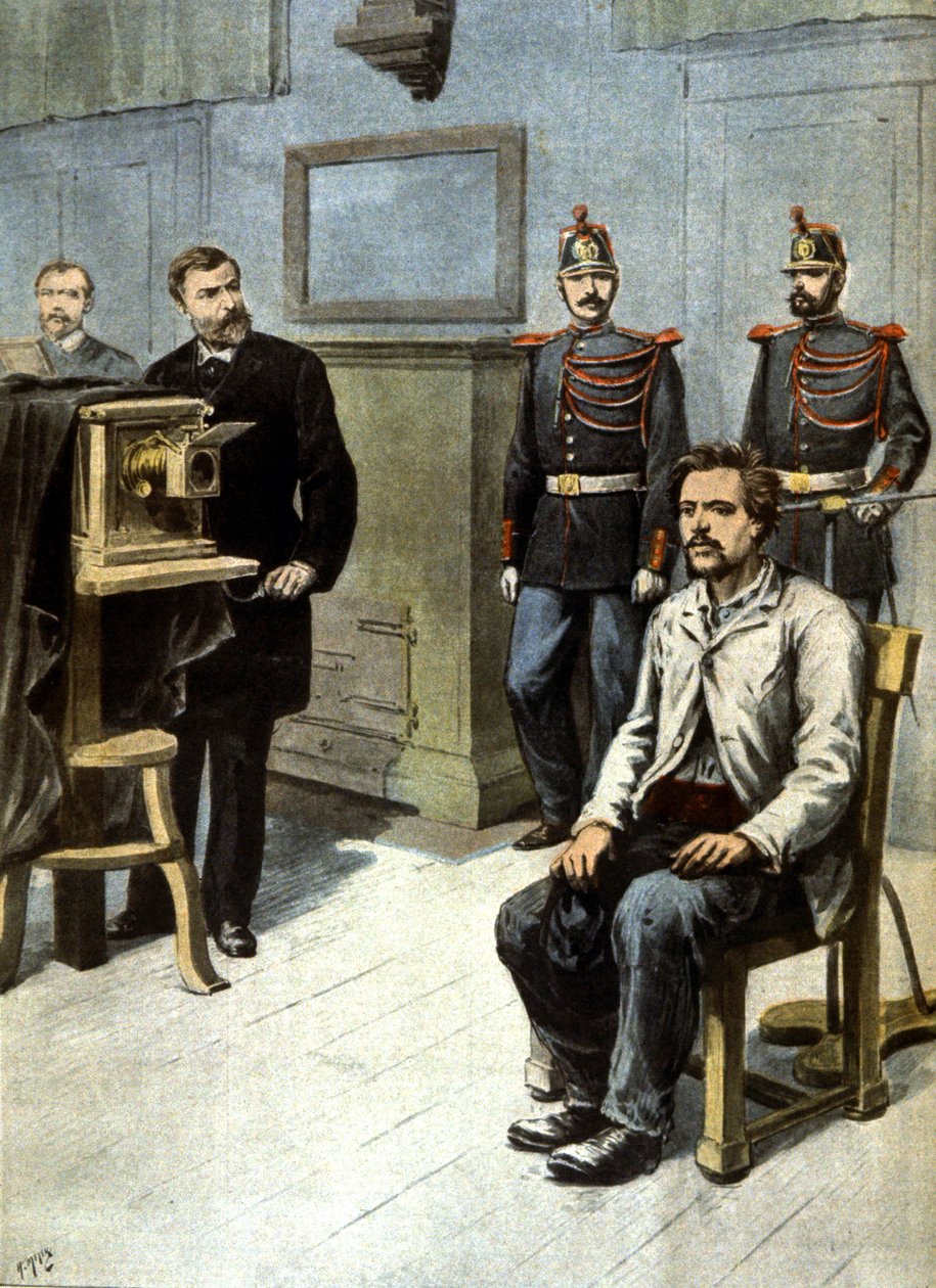 o início da fotografia antropométrica, c.1895 (ilustração) de Henri Meyer