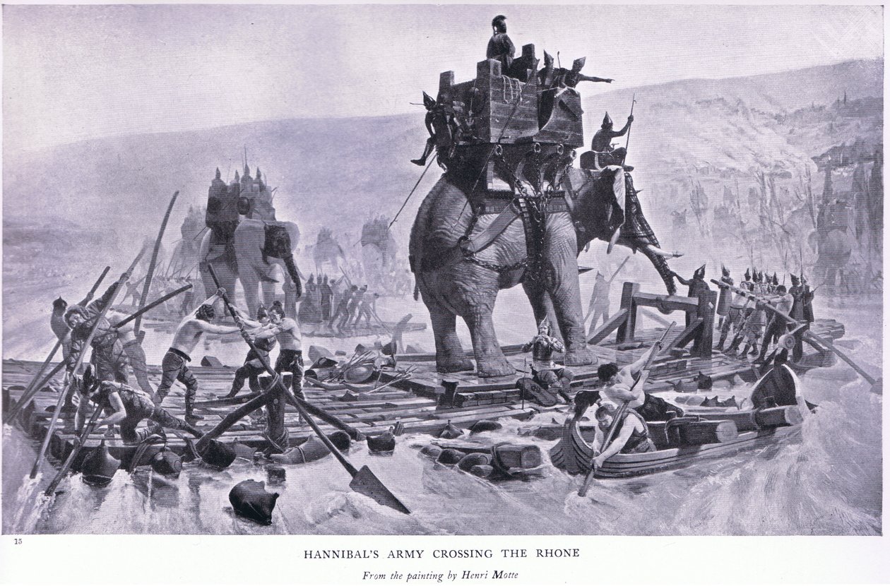 Exército de Hannibals cruzando o Rhone, da Gresham Publishing Company Ltd, 1920 de Henri Paul Motte