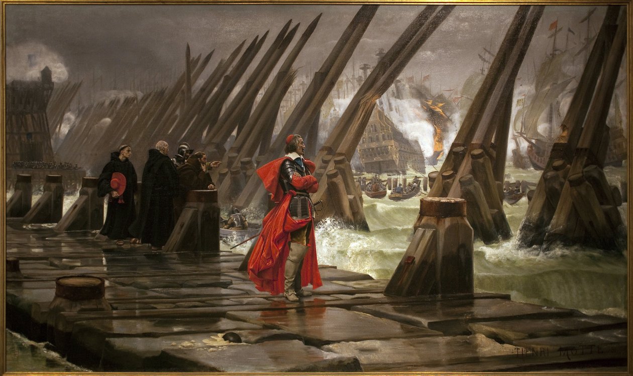 Richelieu no dique de La Rochelle, pintura de Henri Motte (1846-1922) de Henri Paul Motte