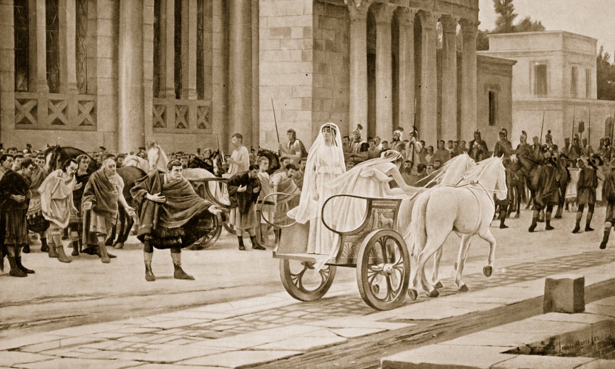 A passagem das vestais, ilustração da "História das Nações de Hutchinson", 1915 de Henri Paul Motte