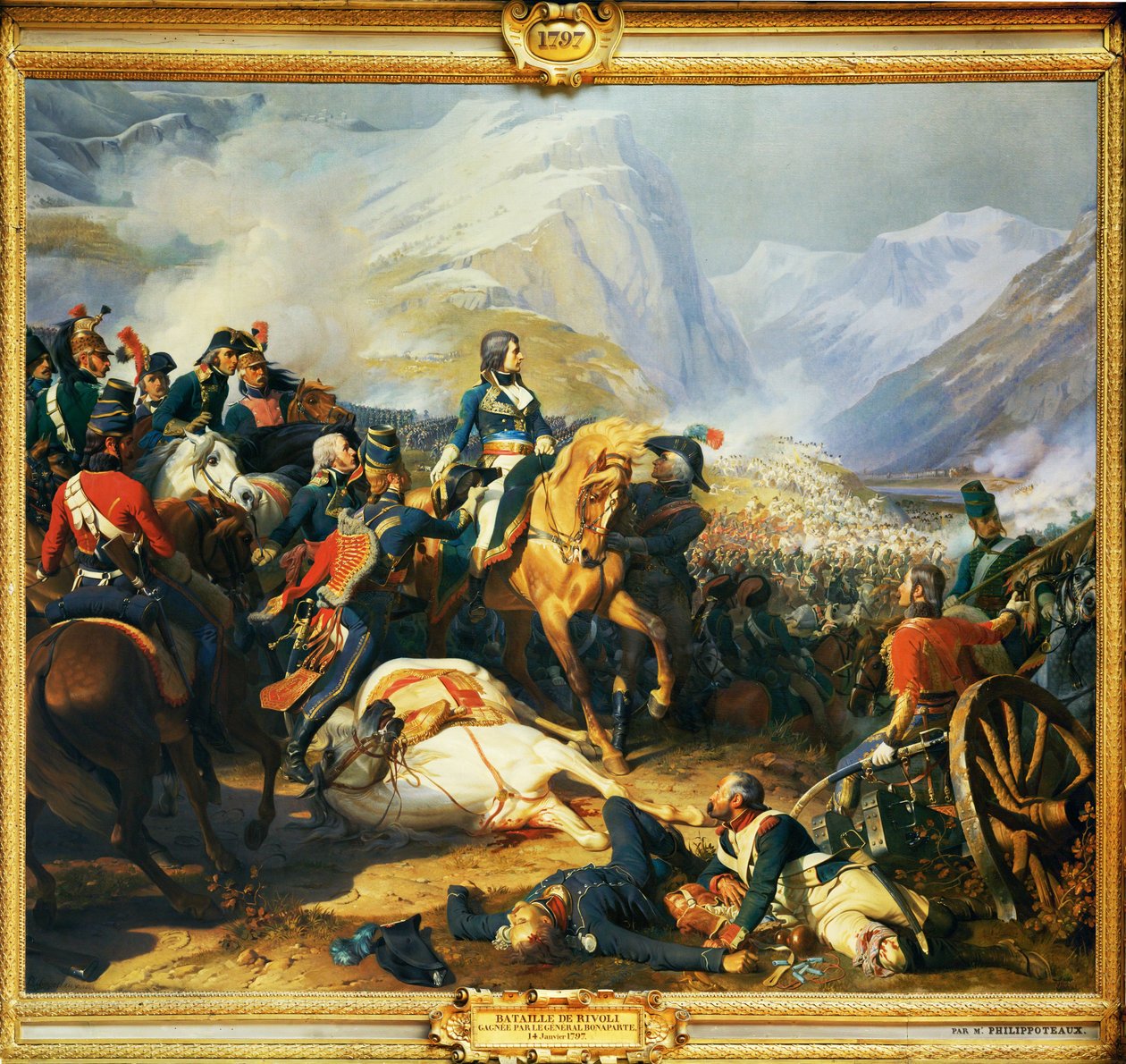 Batalha de Rivoli ganha pelo imperador Napoleão I em 14 de janeiro de ... de Henri Philippoteaux