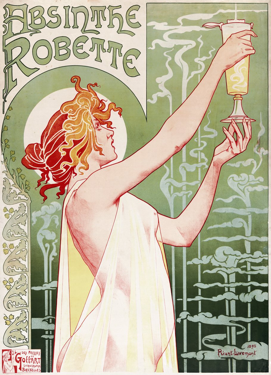 Cartaz Absinthe Robette da Privat Livemont de Henri Henri Antoine Théodore Livemont