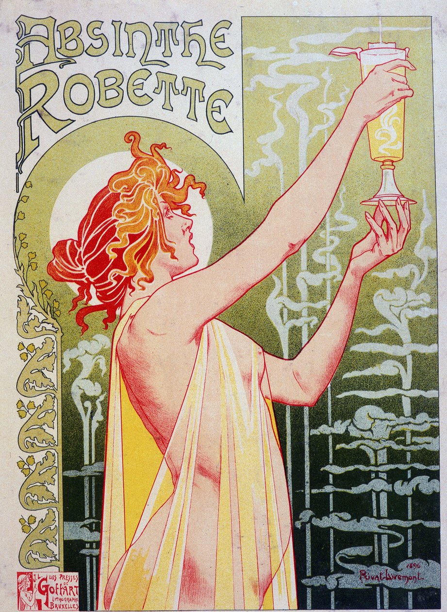 Cartaz publicitário para "Absinthe Robette" da Privat Livemont de Henri Henri Antoine Théodore Livemont