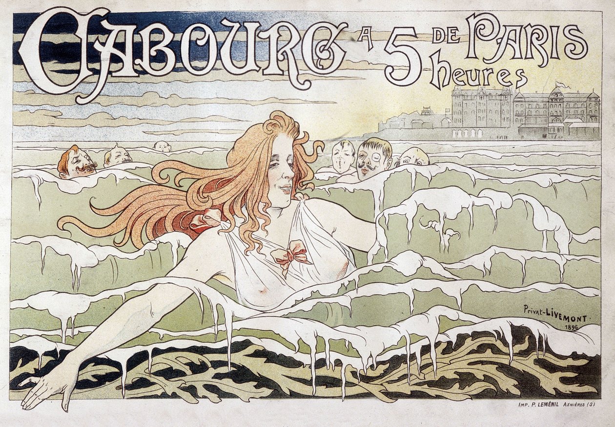 Cabourg à 5 h de Paris - Cartaz publicitário da Privat Livemont de Henri Henri Antoine Théodore Livemont