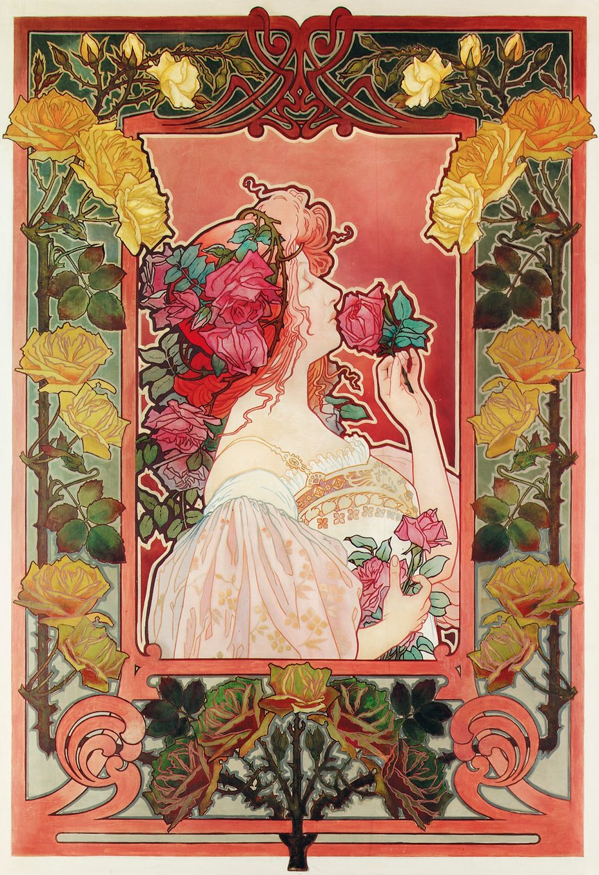O perfume de uma rosa, c.1890 (óleo sobre tela) de Henri Henri Antoine Théodore Livemont