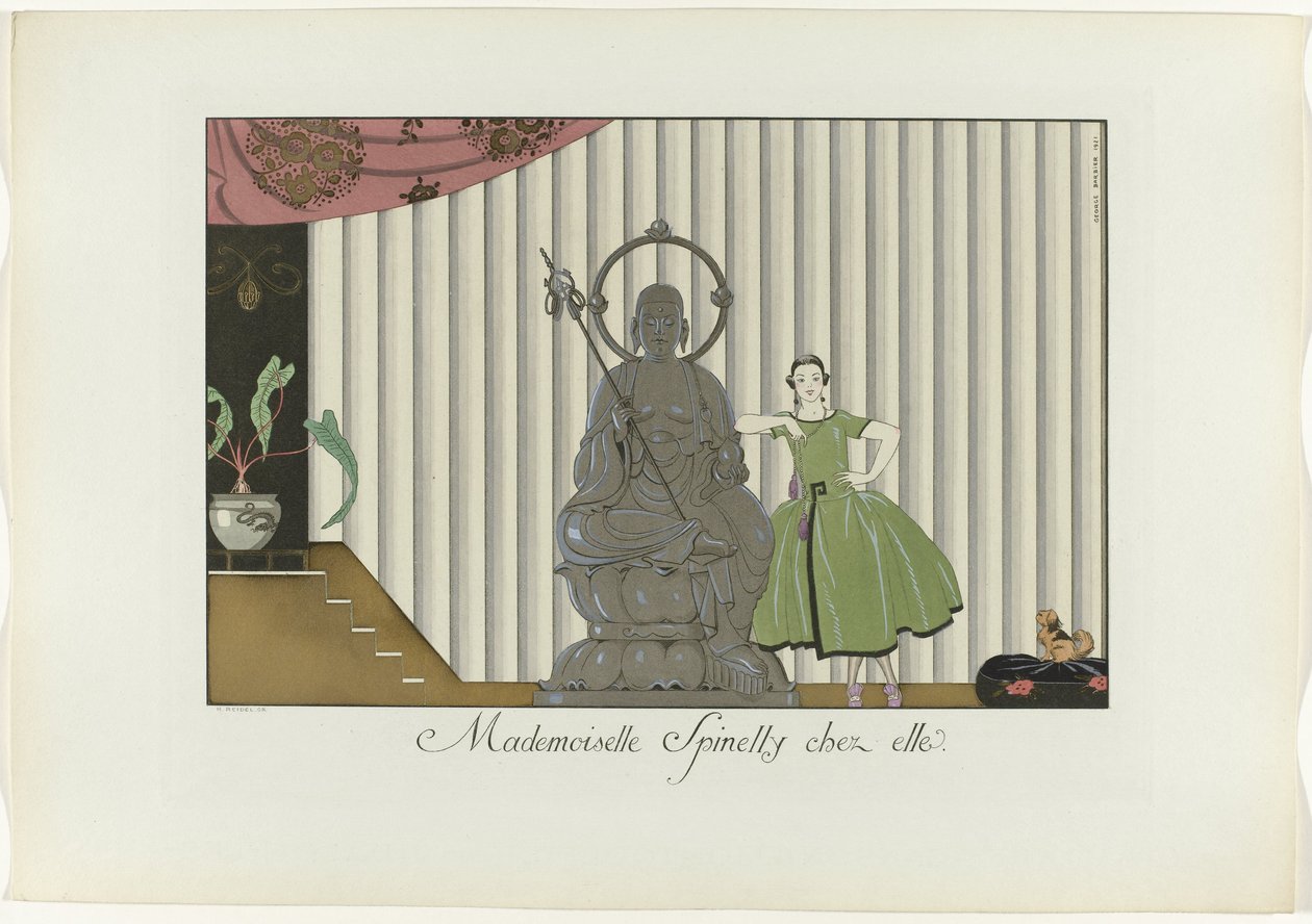 A menina Spinelly em casa. (título sobre o objecto)
Le Bonheur du Jour ou Les Graces à la Mode (título da série) de Henri Reidel