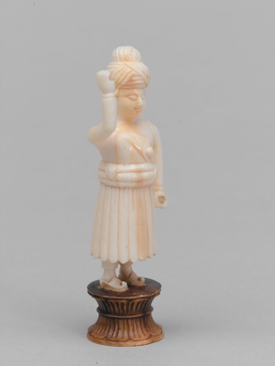 Peão preto, peça de xadrez, Índia, 1820 cerca de Henri Renaud