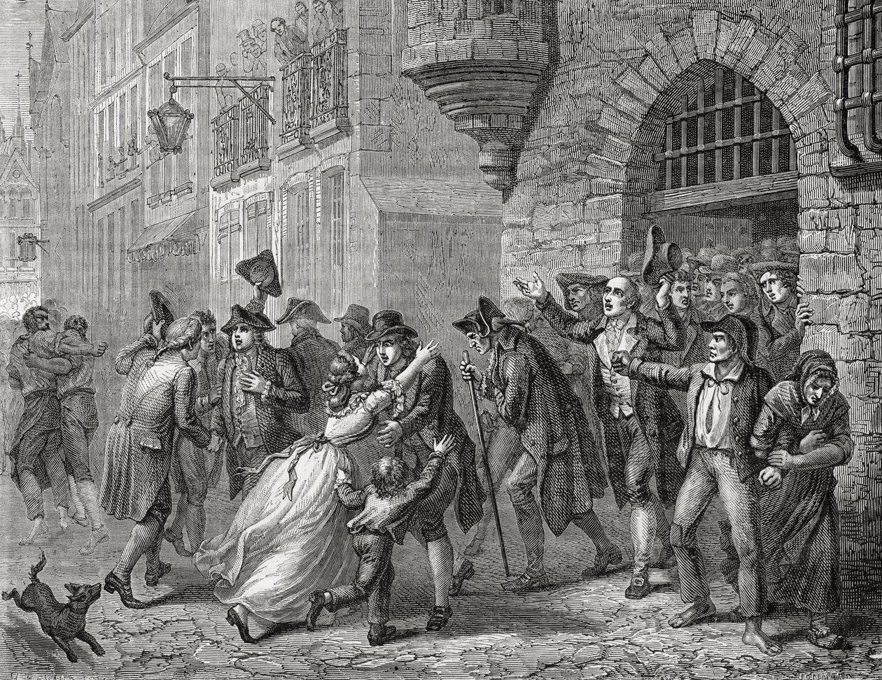 A libertação dos moderados, 1794, de "História da Revolução Francesa" por Louis Blanc (1811-82) gravada por Paul Jonnard (d.1902) 1847-62 de Henri Renaud