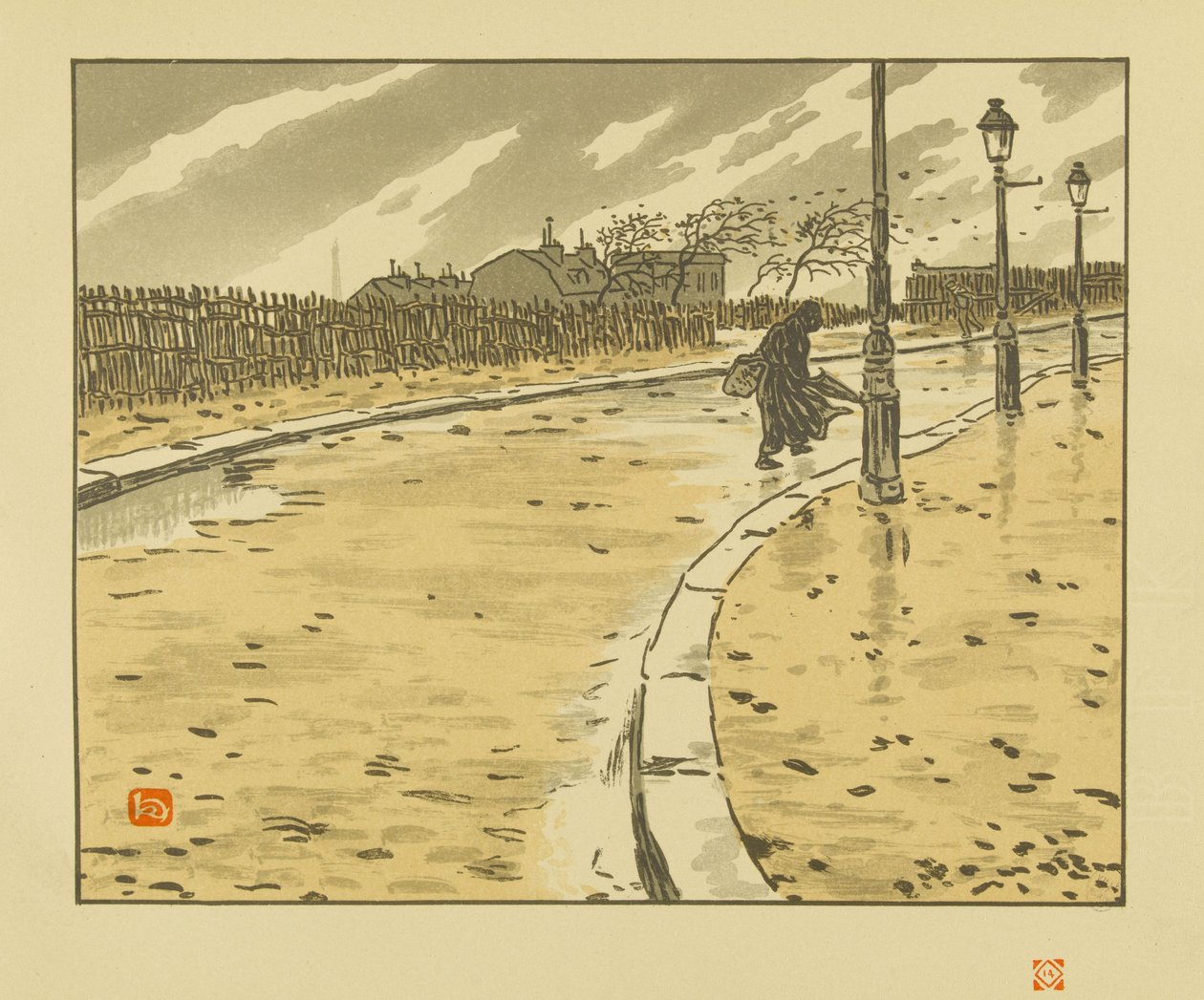 Da Rua Lamark [As trinta e seis vistas da Torre Eiffel] de Henri Rivière