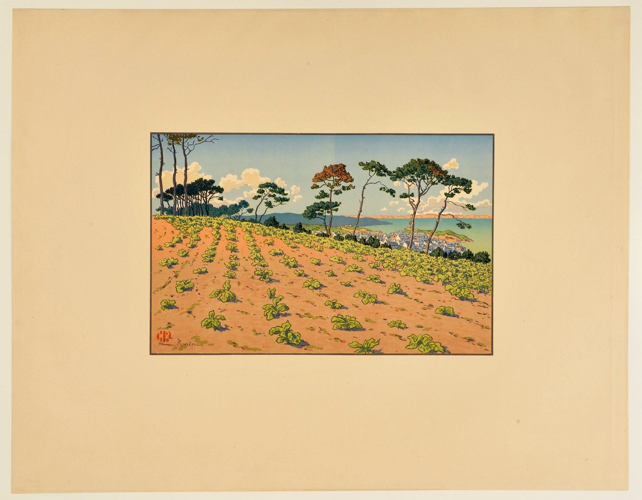 [Douarnenez vista da estrada do Ris] de Henri Rivière