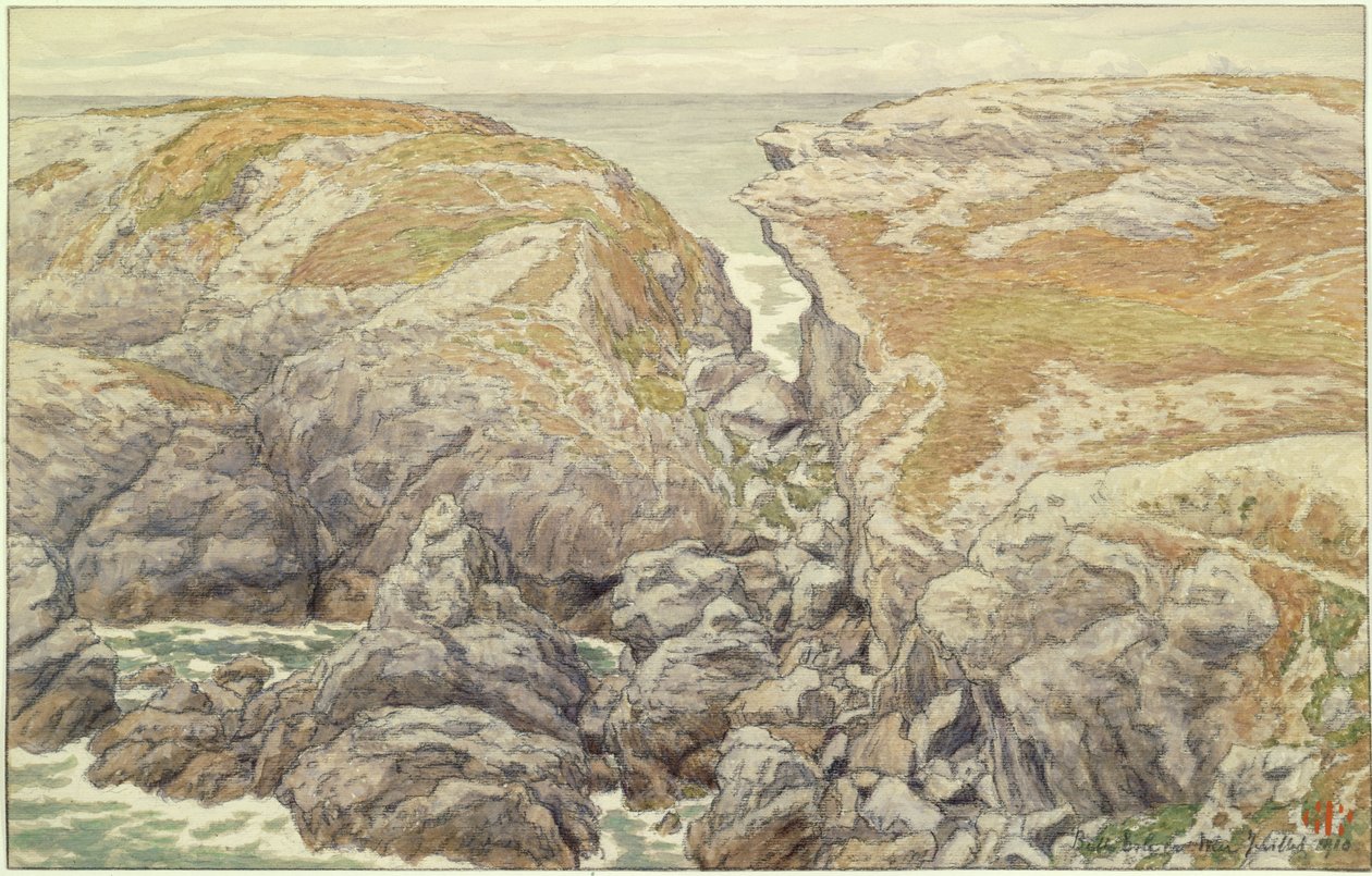 Falésias em Belle-Isle, no mar de Henri Rivière