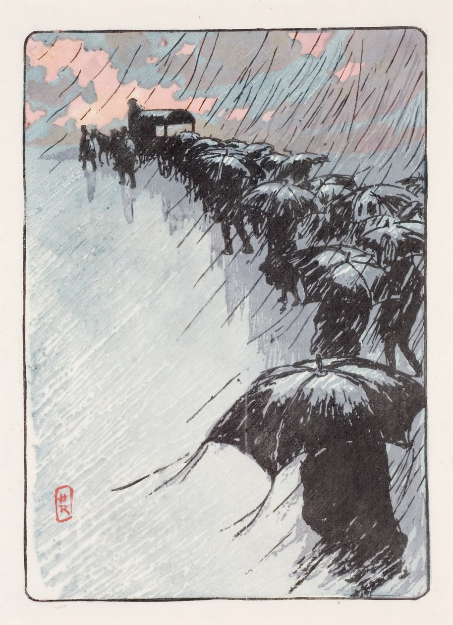Funeral com guarda-chuvas de Henri Rivière