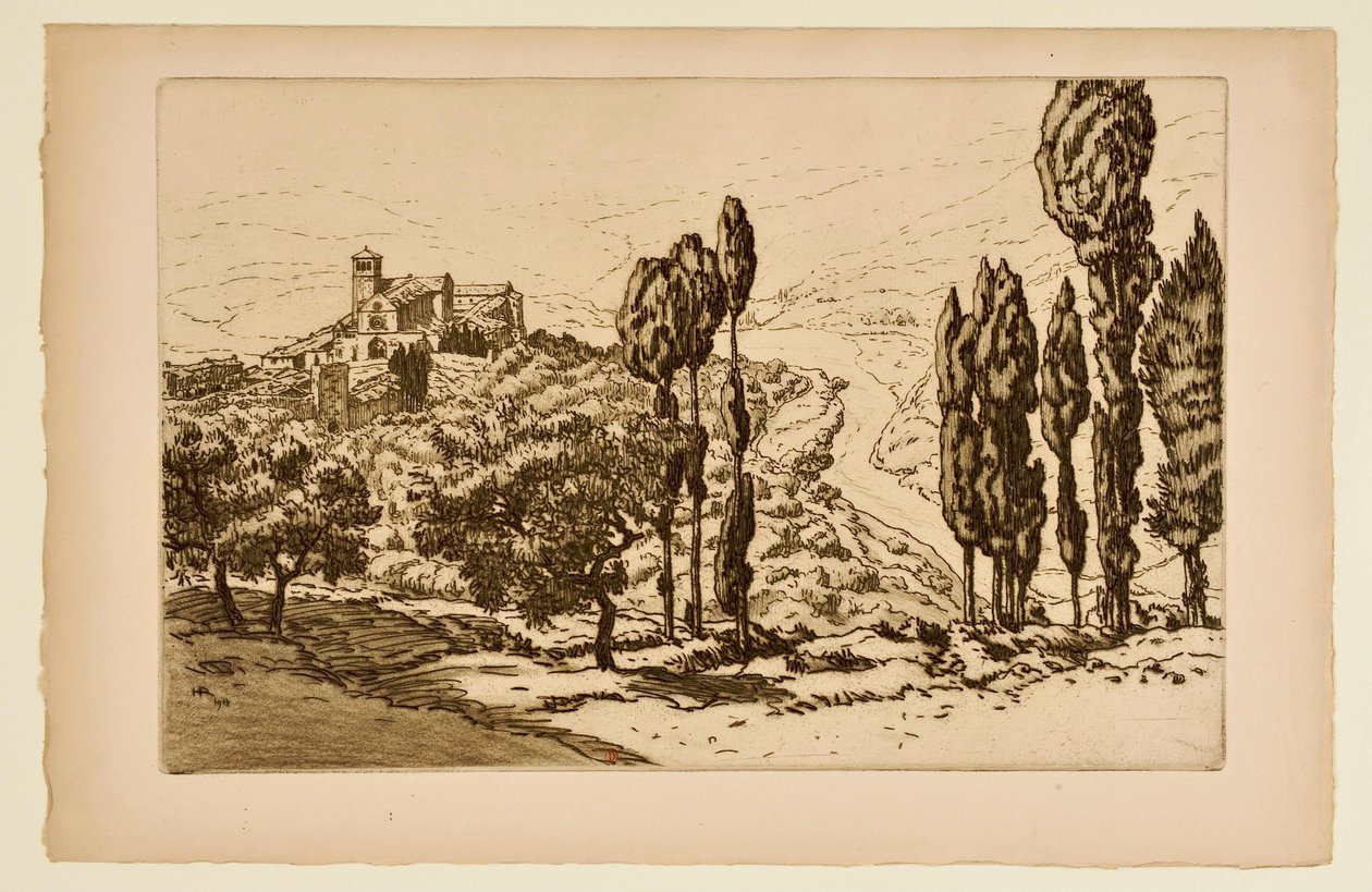 [A Basílica de Assis vista de La Rocca] de Henri Rivière